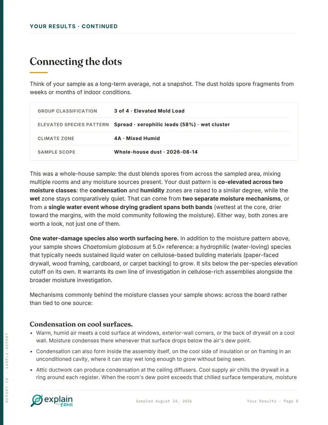 Connecting the Dots page tying the species pattern to the climate zone and the building